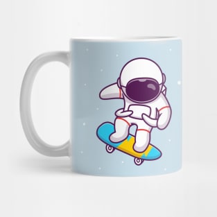 Cute Astronaut Playing Skateboard In Space Mug